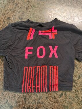 🦊 Fox Black Crop Top with Pink & Red Graphic
